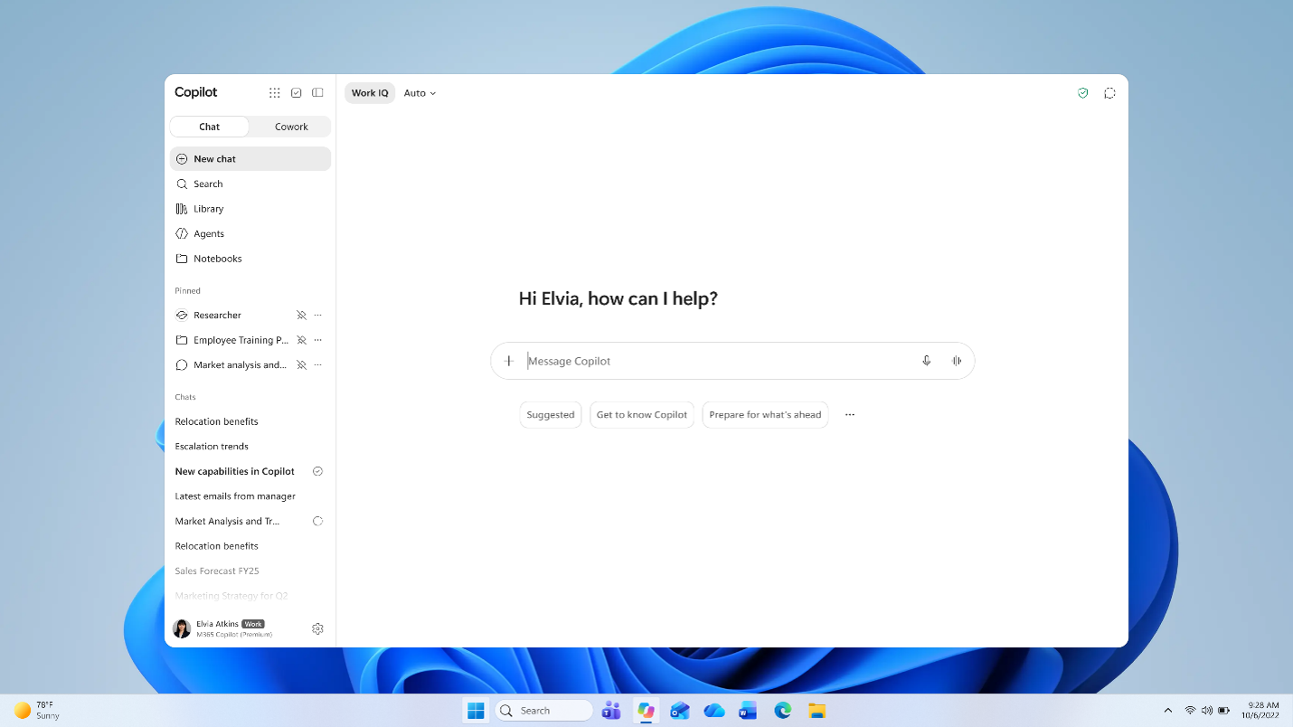 Microsoft Copilot · 官方入门文档中的桌面应用界面(功能依账号与订阅而异)